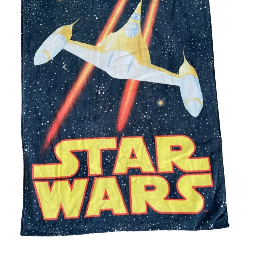 Vintage Star Wars Beach Towel Naboo N1 Starfighter Trade Federation Battleship